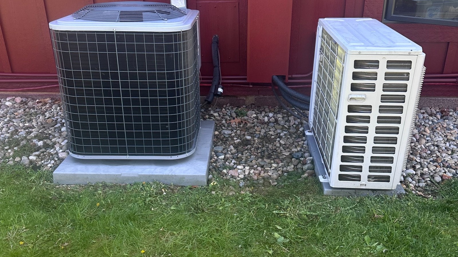 Heat pump and mini split outdoor units installed at a Southeast Michigan home